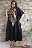 Rustic Nature Linen Blend Smock T Shirt Dress Black